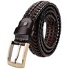 Earnda Men's Genuine Leather Braided Belt Buckle Fashion Woven Brown