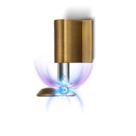 Magnetic Door Stopper, Magnet Floor Door Stop Retractable, Door Magnetic Catch, Door Holder to Keep Door Open, No Drilling Mount with Adhesive, Antique Brass 1 Pack AB-1