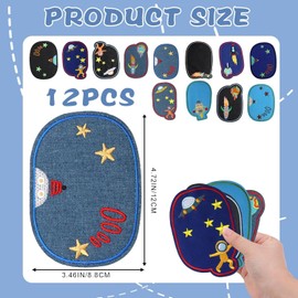 Pack of 12 iron-on patches, patches for iron-on, fabrics for sewing, children, iron-on stickers, clothing, repair of holes, bags, jeans, T-shirts, iron-on patches for backpacks, jackets, clothing