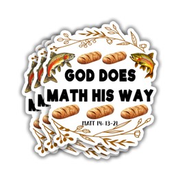 (3pcs) God Does Math This Way Sticker Christian Bible Verse Matt 14:13-21 Jesus Vinyl Decal Inspirational Quotes Stickers for Books Laptops Phonecase Water Bottles Kindles Car-2.7x3