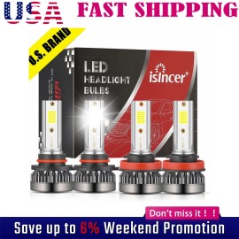 iSincer 9005+H11 LED Headlight Super Bright Bulbs Kit 6000k White 330000LM High/Low Mclq