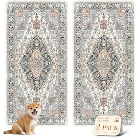 nunubaby Washable Pee Pads for Dogs, Stylish, Non-Slip and Leak-Proof Pee Pads. Reusable Potty Pads for Dogs for Crates and Floors.(Beige/Multi, 36" x72" )