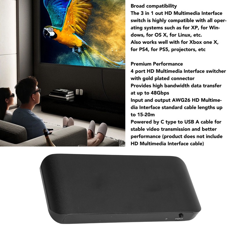 HD Multimedia Interface 2.1 Switcher High Resolution 48Gbps 3 in