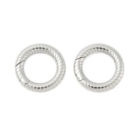 Gelirda 2Pcs Sterling Silver Spring Gate Rings Stripe Oval Snap Hooks Jewellery Clasps for DIY Keychain Jewellery Making Crafts