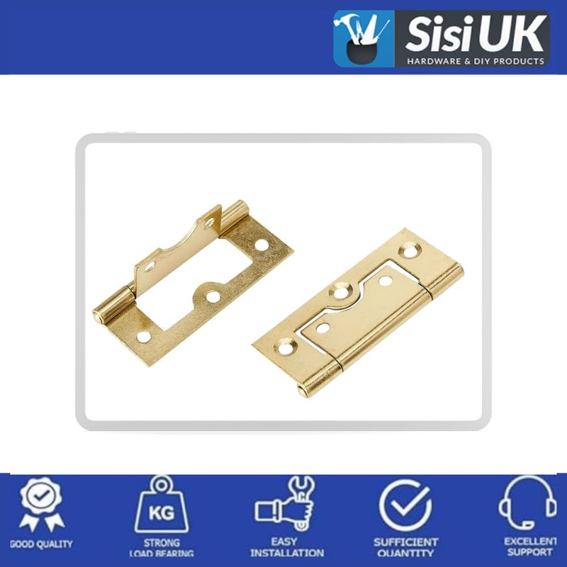 4 Pcs Brass Flush Door Hinges 75mm (3 inch) Heavy