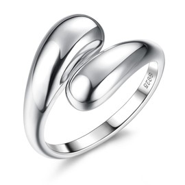 Diamday 925 Pure Sterling Silver Rings for Women Adjustable Silver Thumb Rings Open Silver Knuckle Rings Teardrop Chunky Ring