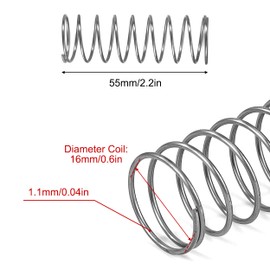 GUNGY Compression Spring Stainless Steel Spring Compression Springs 55 mm Wire Diameter 1.1 mm Inner Diameter 16 mm Length 55 mm Maximum Spring Force 0.99 kg Pack of 4