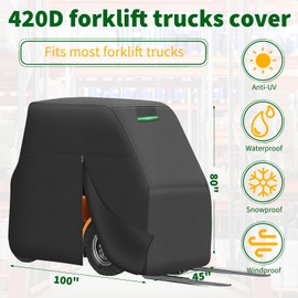Forklift Cover, Waterproof 420D Oxford Windproof Forklift Accessories Up to 8000Lb 100"L x 45"W x 80"H (Only Cover)