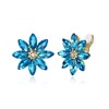 Flyonce Flower Clip-on Earrings for Women, Light Blue Rhinestone Sparkly