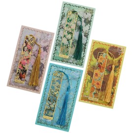 Bookmarks Metal Bookmarks Set of 4 Elegant Glamorous Hollow Trim Book Page Markers Birthday Present for Women Girls Teachers Friends Book Lovers Reading Study Miscellaneous Goods Stationery Gift (Set