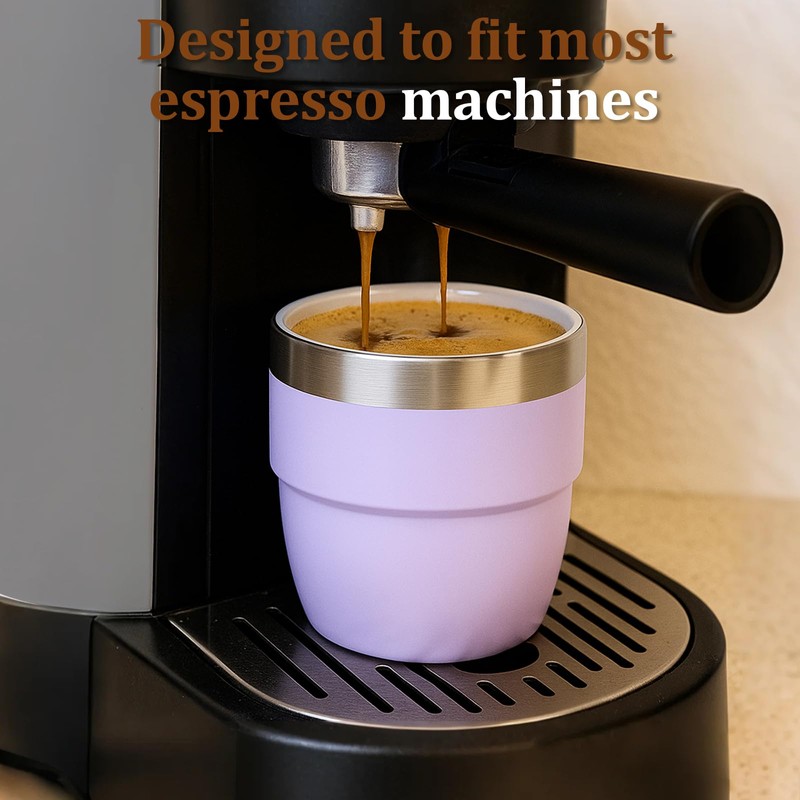 Zenbo 4 oz Espresso/Coffee Cups, Ceramic-Lined Double Wall Vacuum Insulated