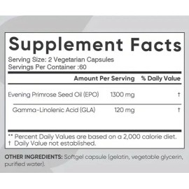 Evening Primrose Oil  Concentrate 1300mg 120 Caps GLA 120mg Gamma Linolenic Acid