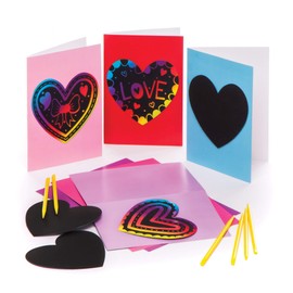 Baker Ross Heart Scratch Art Cards - Pack of 6, Valentines Days Crafts (AW163)