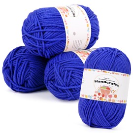 Aeelike 200 g (4 x 50 g) Polyacrylic Wool Cotton, 5Ply Cotton for Crocheting, Durable Crochet Wool, Knitting Wool, Colourful Crochet Yarn, Wool Yarn, Jewel Blue