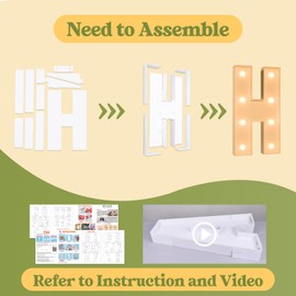 3FT Marquee Light Up Letters, Large Marquee Letters H for Party Decorations, Big Baby Letters for Baby Shower Birthday Party Decor Wedding Engagement, Mosaic Letters for Balloons Pre-Cut DIY Foamboard