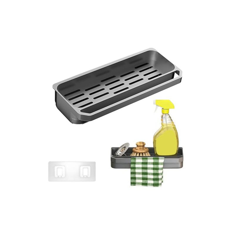 Kitchen Organisation, Sink Organiser, Wall Kitchen Shelf, No Drilling, Storage