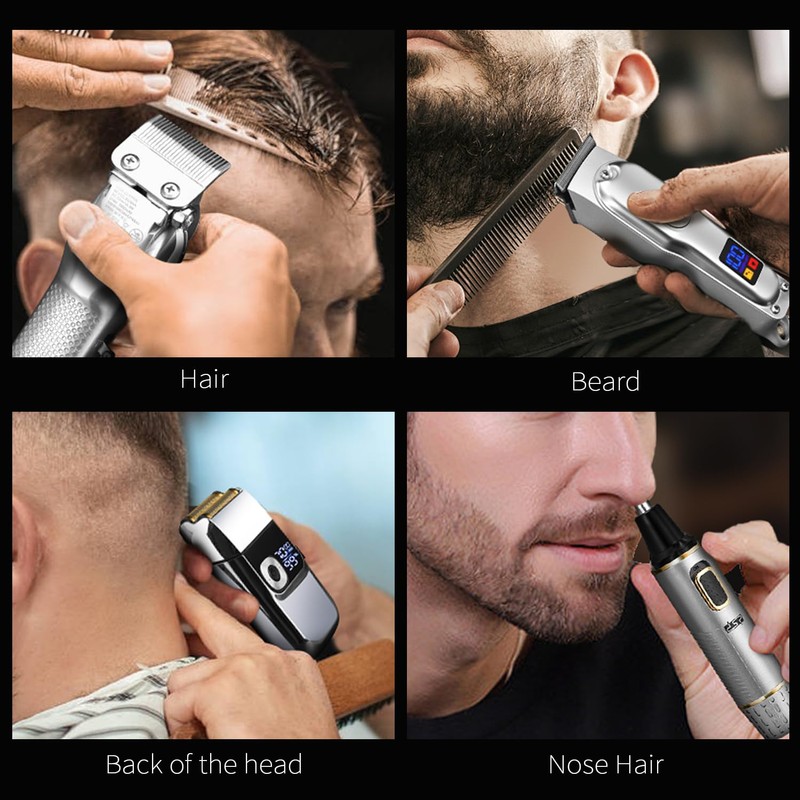 DSP 4-in-1 Pro Barber Kit: Cordless Hair Clipper, Trimmer, Shaver
