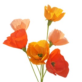Orange Crepe Paper Poppy Flower DIY Making Kit Home Decoration Table Decor Pack of 24 pcs