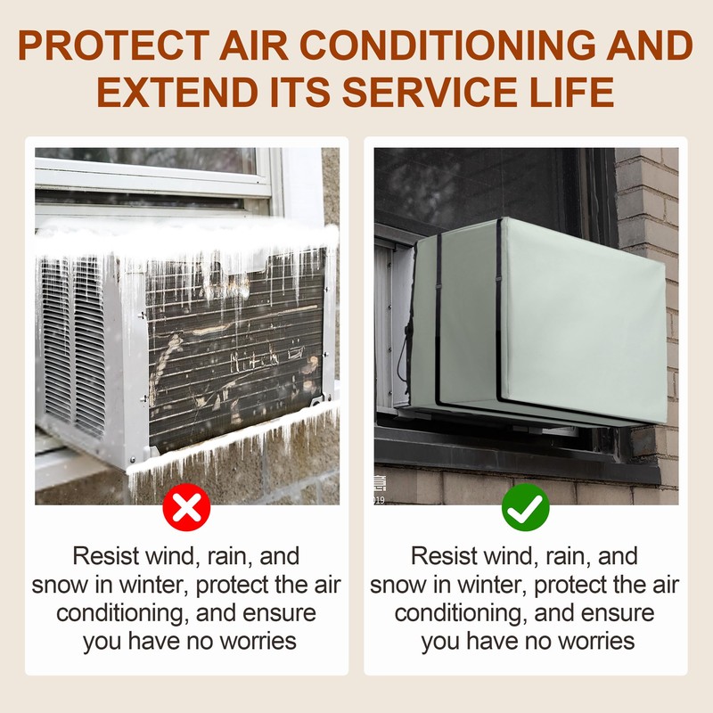 Nkiy Quen 2 Pack Insulation Window Air Conditioner Cover Set-Adjustable