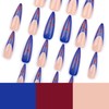 French Tip Press On Nails Long Stiletto Fake Nails Blue