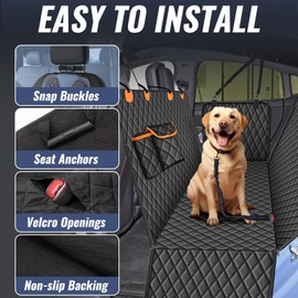 fidozen 100% Waterproof Dog Car Seat Cover for Back Seat, Large Hammock and Pet Protector, Suitable for Small and Large Dogs, Cars, Trucks, SUVs,Standard