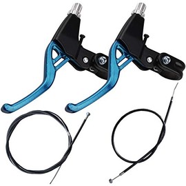 Lomodo 4 Pieces Bicycle Brake Accessories Including 2 Pack V-Brake Handlebar Aluminium Alloy Brake Levers (2.2 cm in Diameter) and 2 Pack Brake Wire for Mountain/ Road/ MTB Bike (Blue)