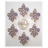 6PC FLEUR DE LIS ZEBRA GOLD PURPLE FLATBACK RESIN CHEER 4 HAIRBOW BOW CENTER