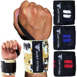 JUST FITEE Wrist Wraps 18” Heavy Duty Weightlifting Gym Training wrist wraps Premium wraps Powerlifting, Bodybuilding, Weight Lifting - Wrist Support Braces for Weight Strength Training (Black/Yellow)