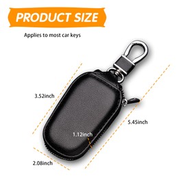 ijuicy 1 PC Leather Car Key Fob Case, Car Smart Key Protection Cover, Large Capacity Portable Key Fob Holder with Anti-lost Chain, Universal Key Organizer for Most Cars (Black)