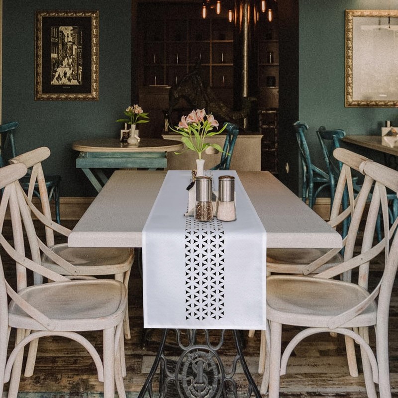 BAZIOE Table Runner White Modern Linen Table Runner Washable Table