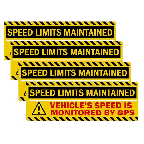 Speed Limits Maintained Stickers,10x3.5 Inches Vehicle Speed is Monitored by