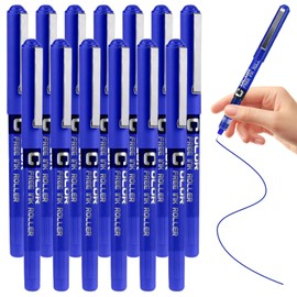 ELLECILA 13 Pack Dark Blue Rollerball Pens, 0.5mm Fine Tip Ink pens for Smooth Writing, Quick-Dry No Smudge, Ideal Pens for School, Home or Work Stationery Supplies (Dark Blue)