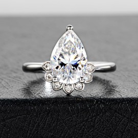 Raivari Moissanite Engagement Rings 4.14cttw Pear Cut Promise Rings D Color VVS1 S925 Sterling Silver Wedding Rings for Women with Certificate Elegant Gift Packed5