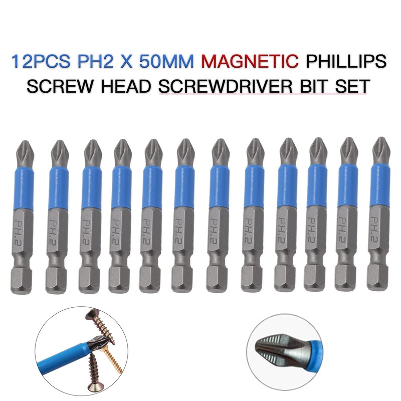 Joyangy 12pcs PH2 Magnetic Screw Head Screwdriver Bit Set, Alloy