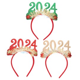 Baluue 3pcs Year Headbands Tinsel Hairbands Holiday Party Accessories for Women and Adults Green