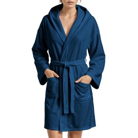 PETTI Artigiani Italiani Unisex, Hooded Microfiber Bathrobe, 100% Made in Italy, Microfibre, Dark Blue, XXL
