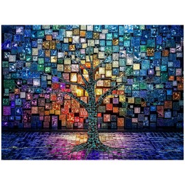 ALL4JIG Tree Fun Jigsaw Puzzles for Adults and Kids, 1000 Pieces, Christmas Secret Santa Gift, White Elephant Gifts for Dog Lovers, Number Partitioned for Easy Solving