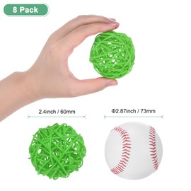 M METERXITY 8-Pack Wicker Rattan Balls 60mm/2.4 Inch Decorative Rattan Balls Orbs Vase Fillers Bowl Fillers for Christmas/Weddings/Thanksgiving/DIY Crafts/Home Decor [Green]