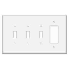 Oversized White Metal Wall Plates – 5.5" x 5.5" Decorative Covers for Outlets, Switches, Toggle, Rocker, Duplex, Smart Devices | 1-5 Gang Jumbo Faceplates (3 Toggle 1 Rocker, 4-Gang)