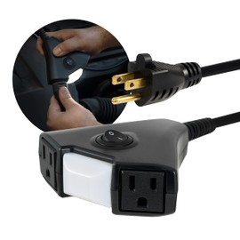 UltraPro Flashlight Extension Cord, 25 Ft, 2-Outlet Outdoor Extension Cord, Heavy Duty 3 Prong Extension Cord, 240V Extension Cord With Multiple Outlets, Long Extension Cord, 1 Pack, Black, 68336