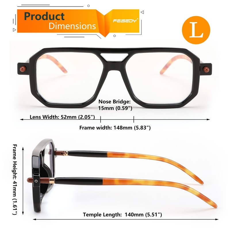 FEISEDY Reading Glasses Vintage Square Blue Light Blocking Glasses Women