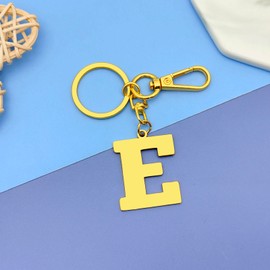 Initial Letter Keyring Initial E Key Ring for Purse Handbags Bag Wallet Gold A-Z Alphabet Monogram Letter Key Chain for Girls Christmas Graduation Gifts Birthday Gifts for Best Friend Daughter Son