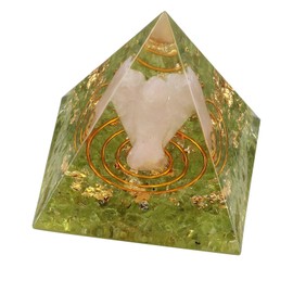 Nupuyai Pyramide aus Reiki-Kristall, mit Engelsfigur aus Rosenquarz, Pyramiden aus Fengshui, Chakra, Pyramide aus Kunstharz, Dekoration für Zuhause, für Meditation, Schutz und Glück, Peridot