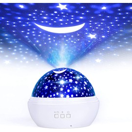 FISHOAKY Starry Sky Projector Children, 360° Rotating Night Light, 8 Colours Baby Star Projection Lamp, Projection Film Night Light Lamp for Baby, Christmas Gifts, Birthday Gifts