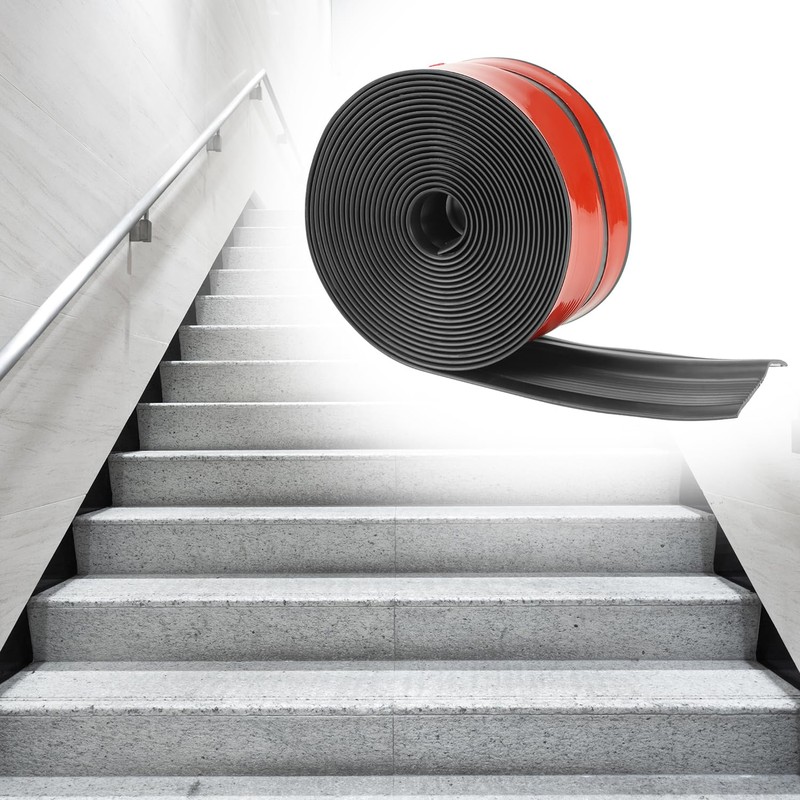QWORK 20ft Vinyl Stair Nosing, Stair Steps Edge Trim Non-Slip