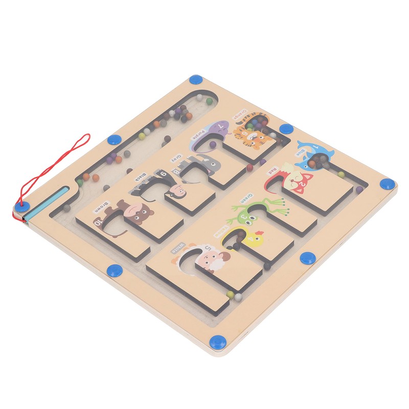 Magnetic Color and Number Maze Board Early Education Wooden Matching