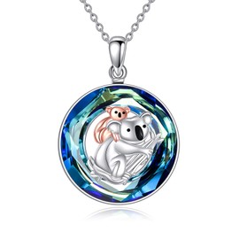 PORTCAS Koala Women's Sterling Silver Necklace, Koala Crystal Pendant Jewelry for Mother, Hypoallergenic Silver Jewelry Necklace Gift for Birthday, Christmas, for Her