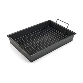 Chicago Metallic Pro Non-Stick Roast and Broil Baking Pan with Rack, 13-Inch-by-9-Inch, Dark Gray