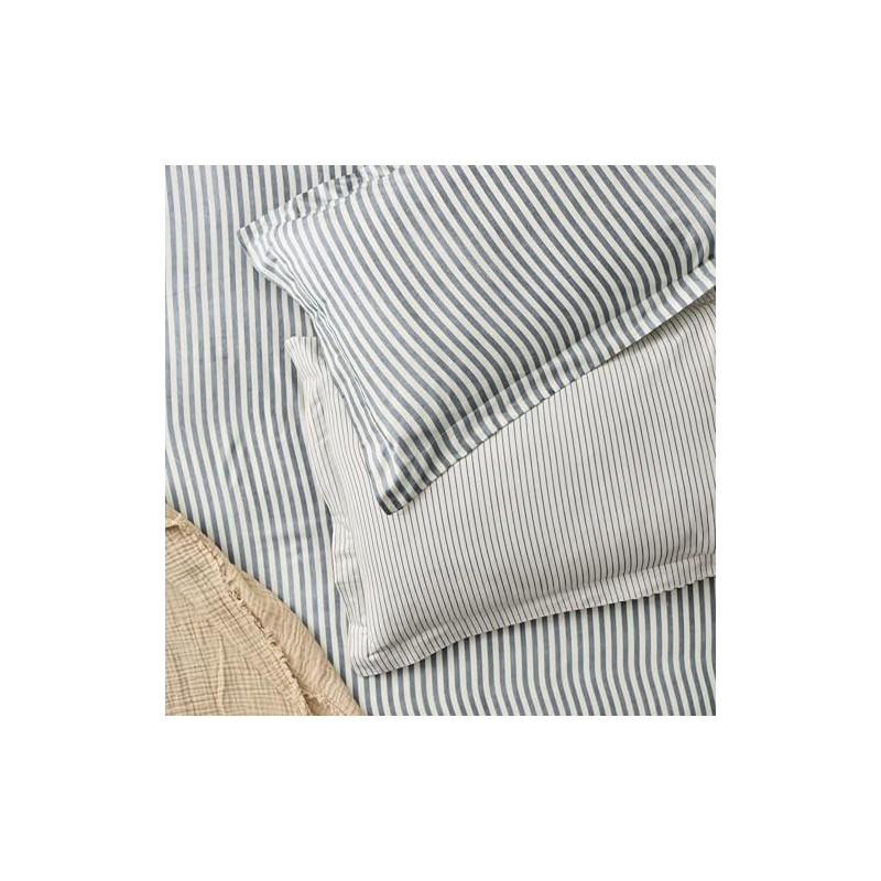 Yard Hebden Melange Stripe Cotton Pillowcase Pair, Navy