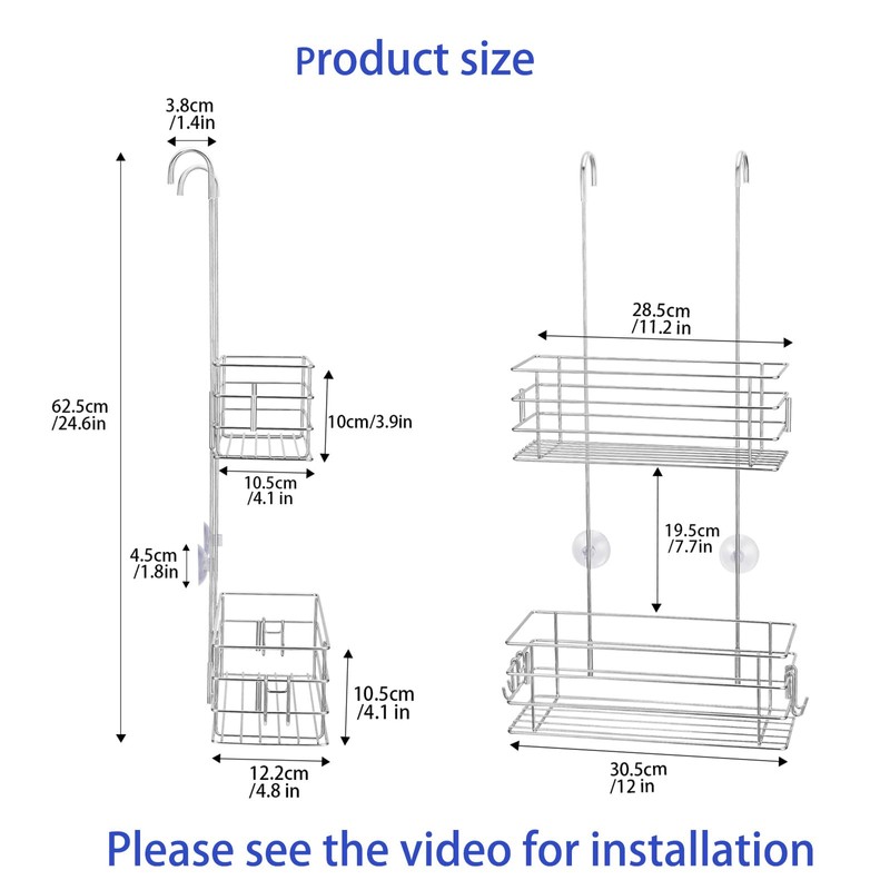 Seltomer Hanging Shower Caddy Bathroom Inside Shower Rack Shampoo Holder